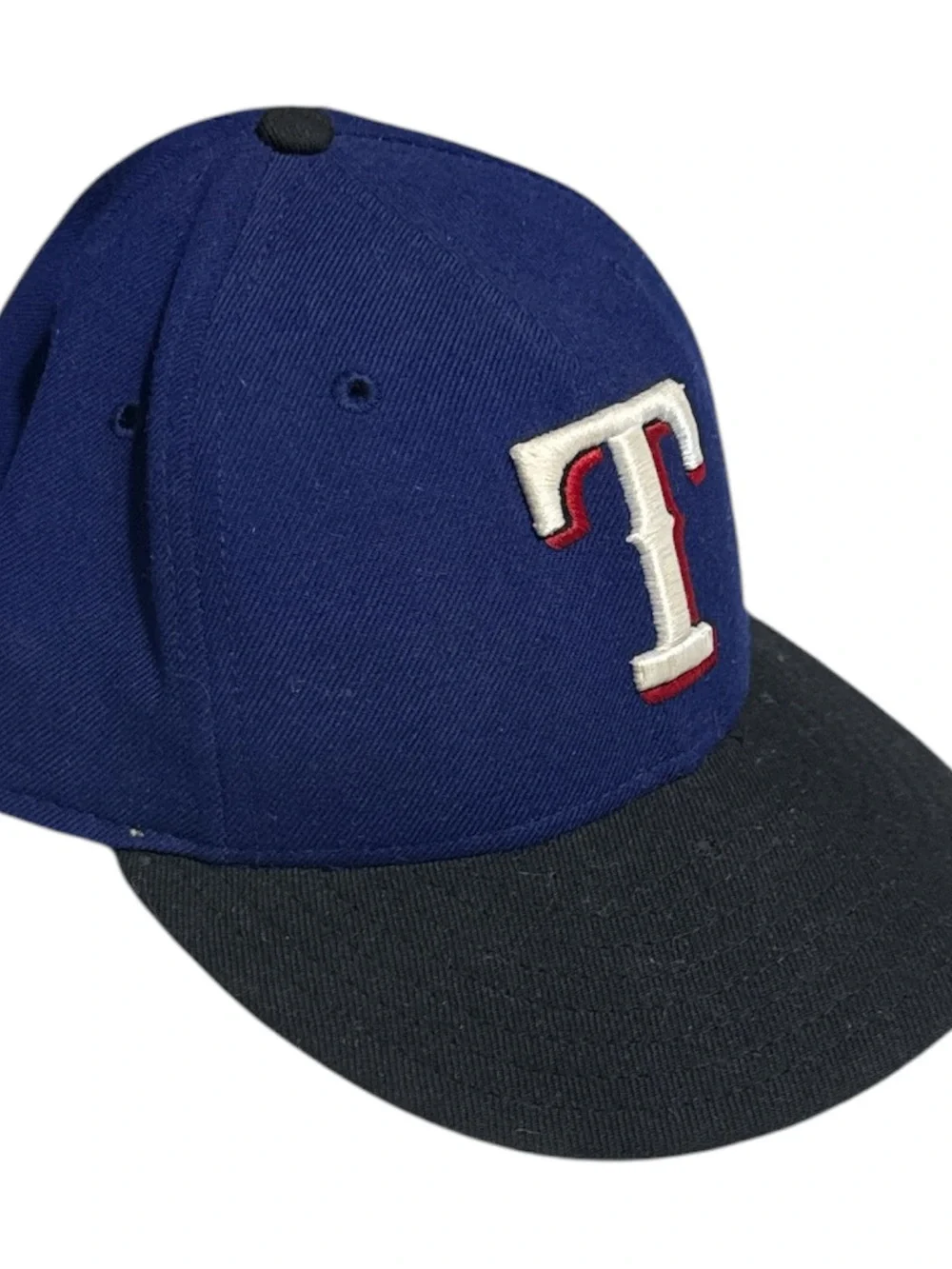 New Era Blue & Black Baseball Cap with White and Red 'T' Embroidery